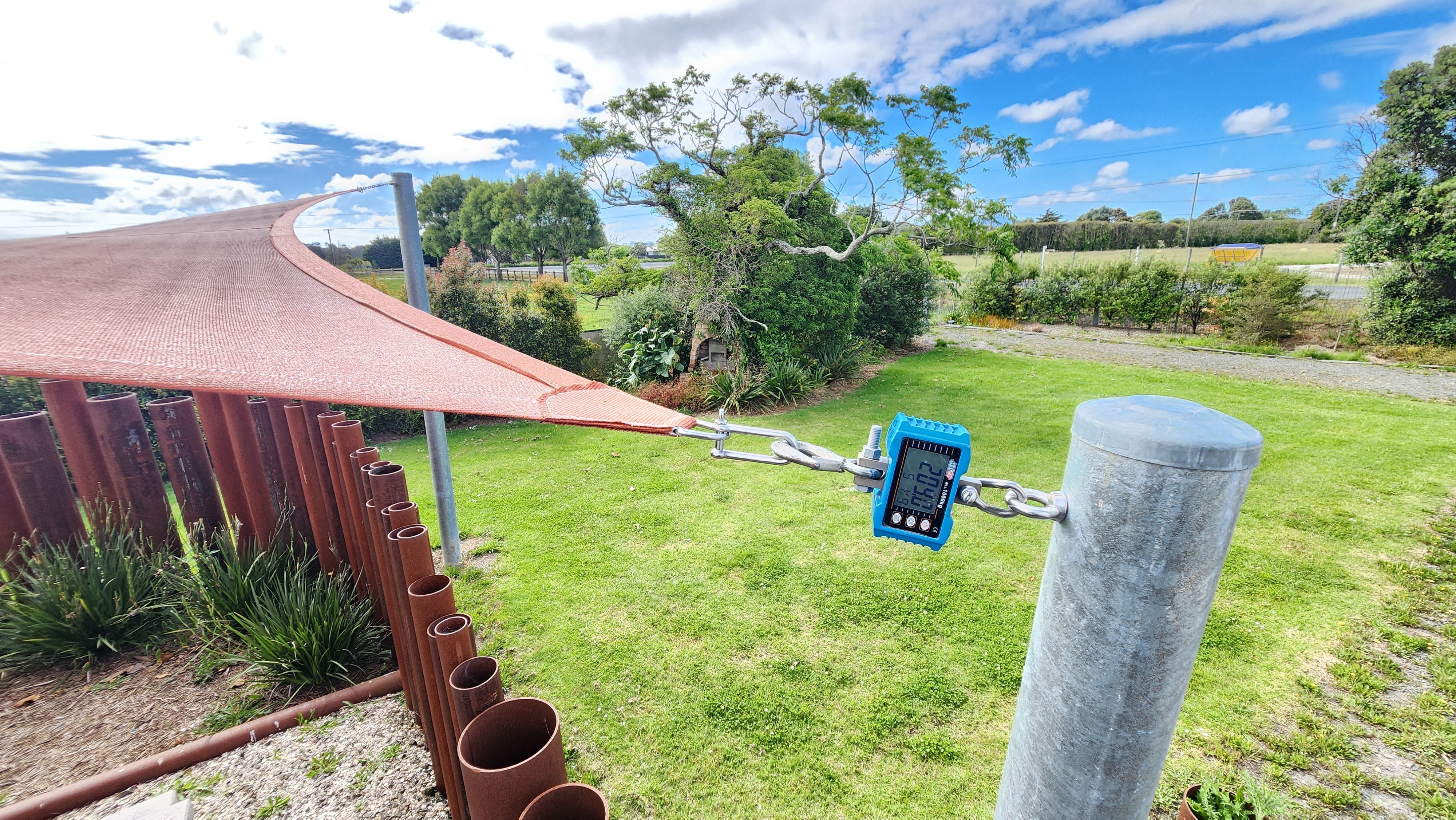 How much tension does a shade sail exert on its posts or fixings?