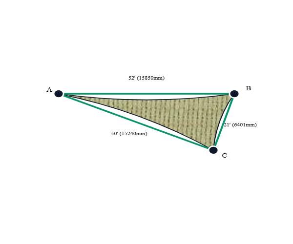 Custom ExtraBlock 330 Shade Sail - Beige - 3 Corner - Technical Drawing