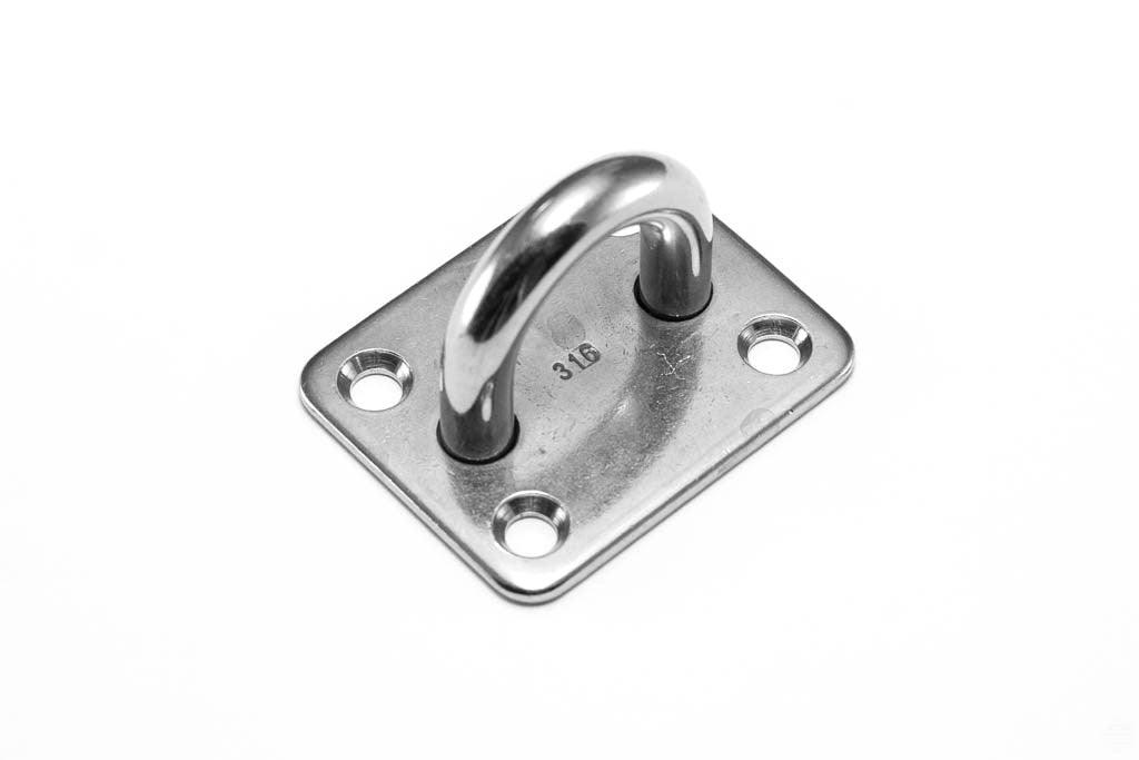 10 mm 316 stainless steel square eye plate for a Shade Sail mounting point.