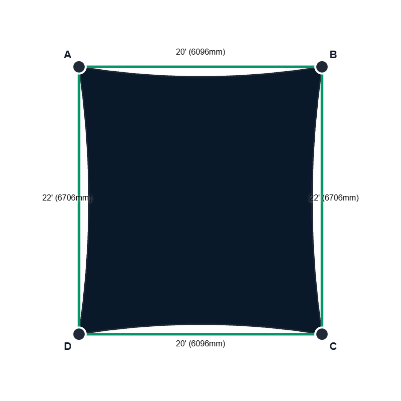 Custom Shadetec 320 Shade Sail - Deep Sea Navy - 4 Corner