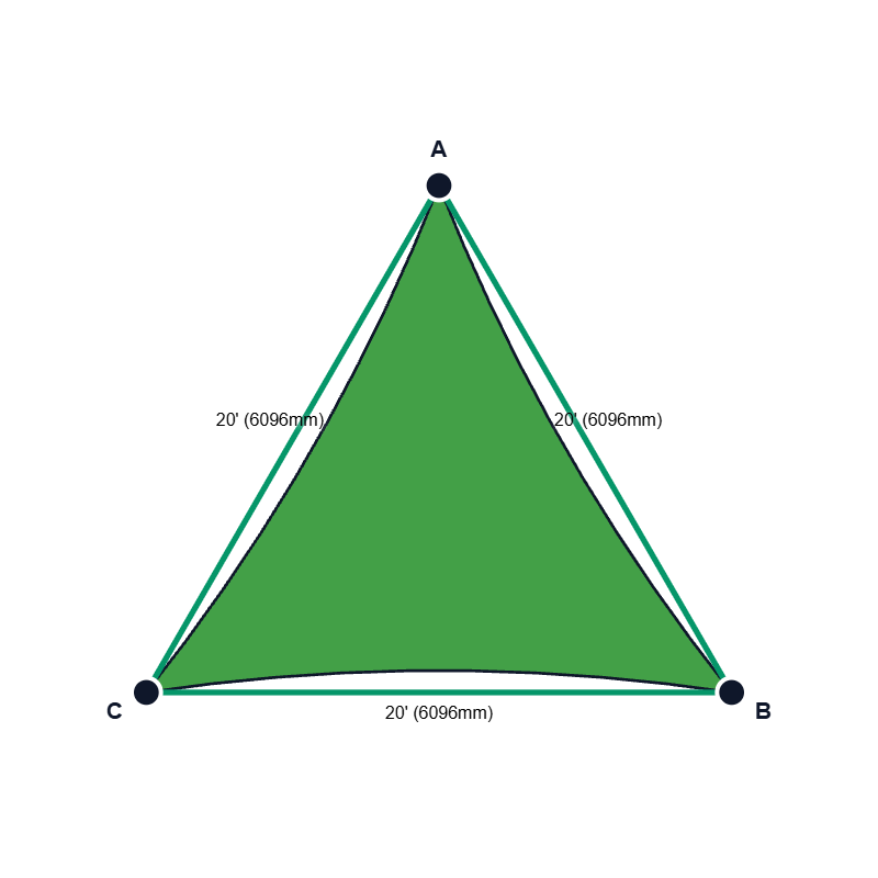 Custom Commercial 95 Shade Sail - Bright Green - 3 Corner