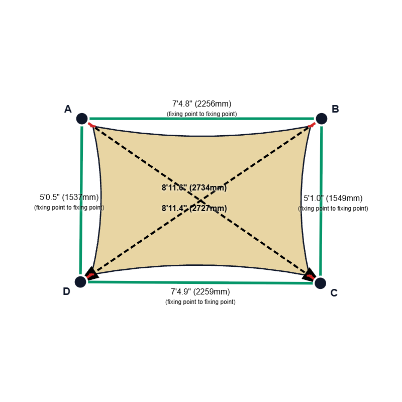 Custom Monotec 370 Shade Sail - Chino Cream - 4 Corner