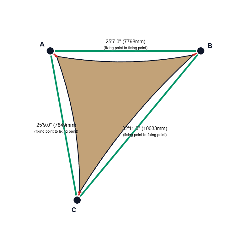 Custom Commercial 95 Shade Sail - Desert Sand - 3 Corner