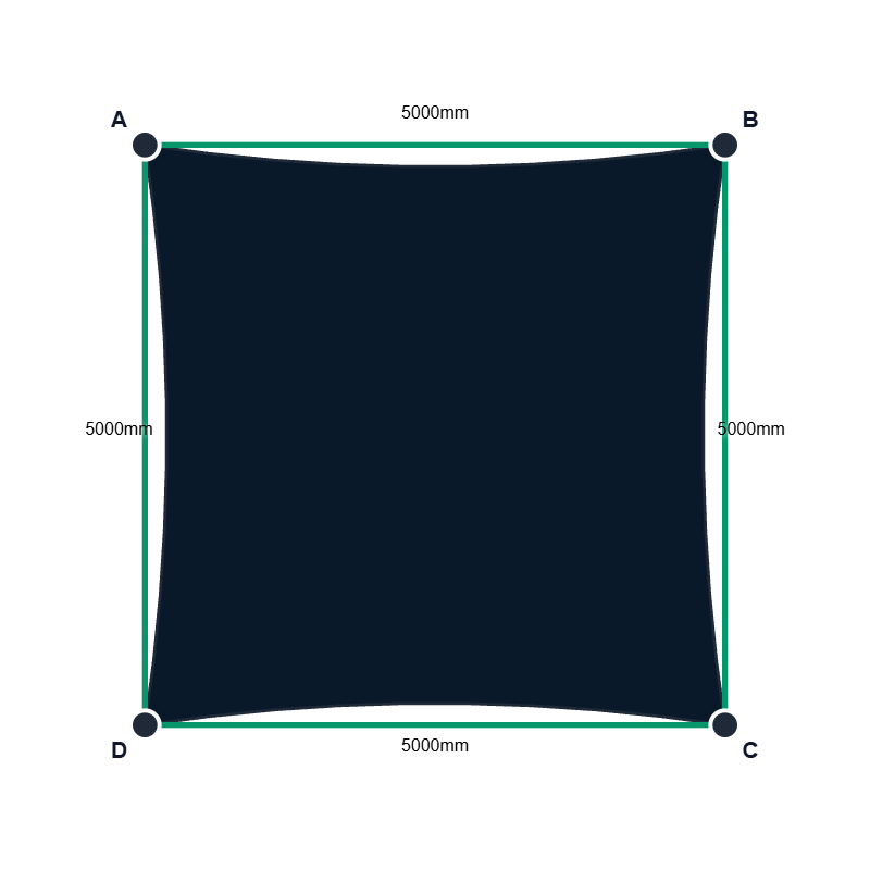 Custom Shadetec 320 Shade Sail - Deep Sea Navy - 4 Corner