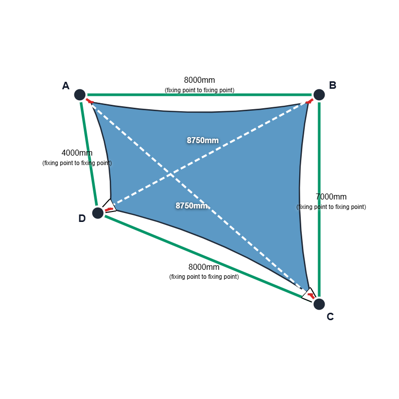 Custom ExtraBlock 330 Shade Sail - Dove Blue - 4 Corner
