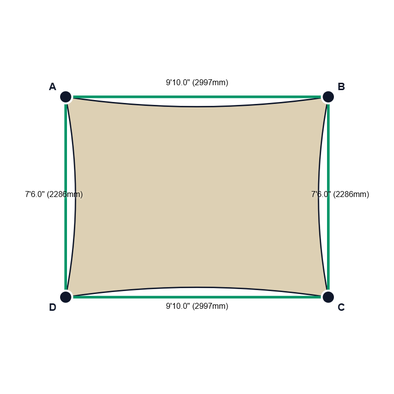 Custom Commercial 95 Shade Sail - Natural - 4 Corner