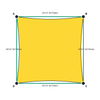 Custom Monotec 370 Shade Sail - Mellow Haze Yellow - 4 Corner - Technical Drawing