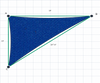 Custom Shadetec 320 Shade Sail - Ocean Blue - 3 Corner - Technical Drawing