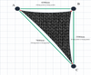Custom ExtraBlock 330 Shade Sail - Charcoal - 3 Corner - Technical Drawing