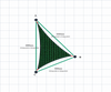 Custom Monotec 370 Shade Sail - Koonunga Green - 3 Corner - Technical Drawing