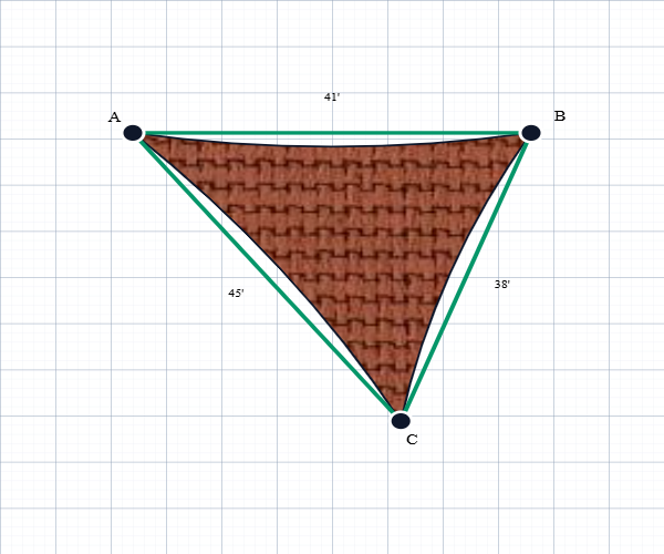 Custom ExtraBlock 330 Shade Sail - Sunblaze - 3 Corner - Technical Drawing