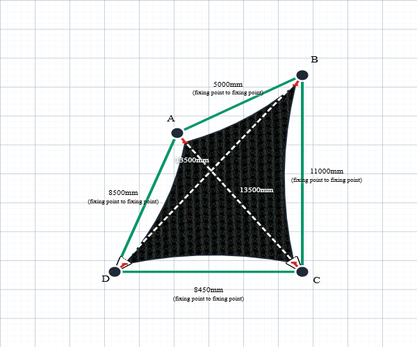 Custom Monotec 370 Shade Sail - Domino Black - 4 Corner