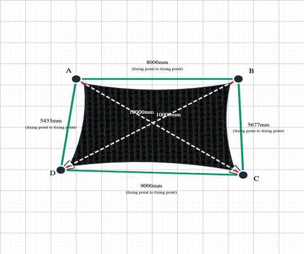 Custom Monotec 370 Shade Sail - Domino Black - 4 Corner