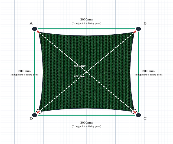 Custom Monotec 370 Shade Sail - Koonunga Green - 4 Corner