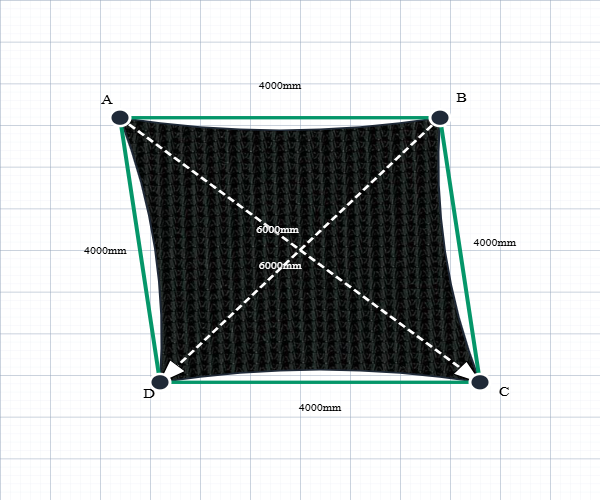 Custom Monotec 370 Shade Sail - Domino Black - 4 Corner