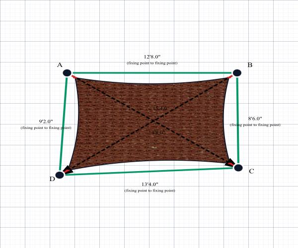 Custom Shadetec 320 Shade Sail - Canyon Tan - 4 Corner