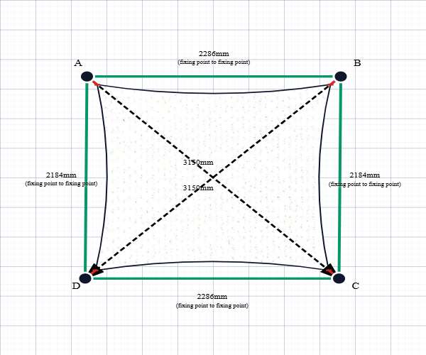 Custom Shadetec 320 Shade Sail - Arctic White - 4 Corner