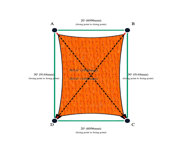 Custom Commercial 95 Shade Sail - Orange - 4 Corner
