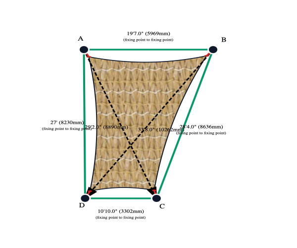 Custom Commercial 95 Shade Sail - Desert Sand - 4 Corner