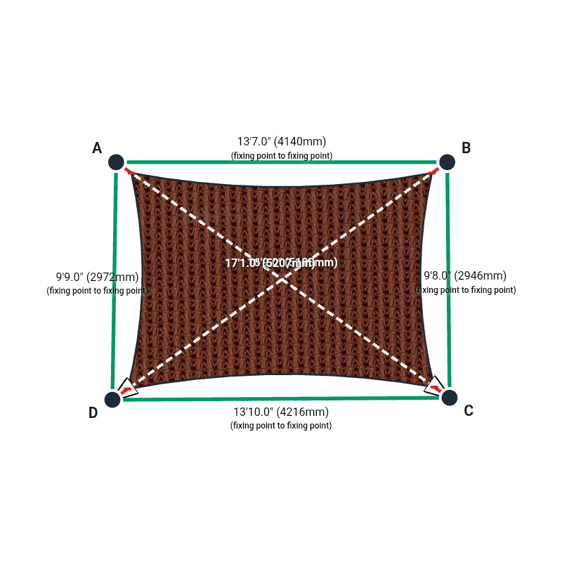Custom Monotec 370 Shade Sail - Marrocan Terracotta - 4 Corner